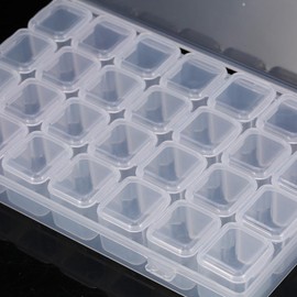 28 ranuras caja de almacenamiento de contenedor de organizador de plástico claro decoración de arte de uñas caja de almacenamiento de joyería de contenedor de cuentas de gema de diamantes de imitación