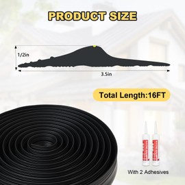 DGSL Universal Garage Threshold Seal Strip with Sealants/Adhesive, 16FT Waterproof Garage Door Bottom Rubber, DIY Garage Door Weather Stripping Replacement, Black