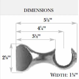 Kirsch Wood Trend Classic  4 1/2" Return Center Bracket :1-3/8" pole, Unfinished