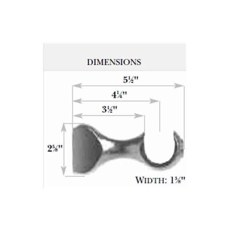 Kirsch Wood Trend Classic 4 1/2" Return Center Bracket :1-3/8"
