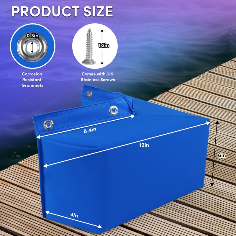 VEITHI Dock Bumper Blue,Dock Bumper Guard with Screws Soft,PVC Boat