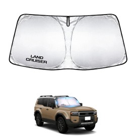 HUDIY LAND CRUISER 250 Series Front Sun Shade for Land Cruiser 250 Series (April 2024 - Present) Sunshade for Windshield with Logo Multi Sun Shade Light Blocking, UV Protection, Sleeping in Car, Sun