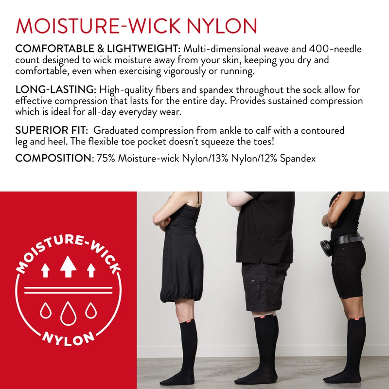 VIM & VIGR Moisture-wick Nylon 20-30 mmHg Graduated Compression Socks