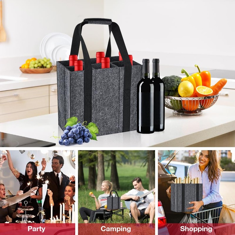 Eurhomewit Bottle Bag, gray, Bottle carrier bottle bag, felt bottle