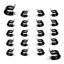 HayEastdor 20 Pack 3/4 Inch Stainless Steel Cable Clamps, Metal Pipe Clamps Wire Clamps Conduit clamps for Tube, Pipe or Wire Loom Installation, Rubber Cushioned(20mm)