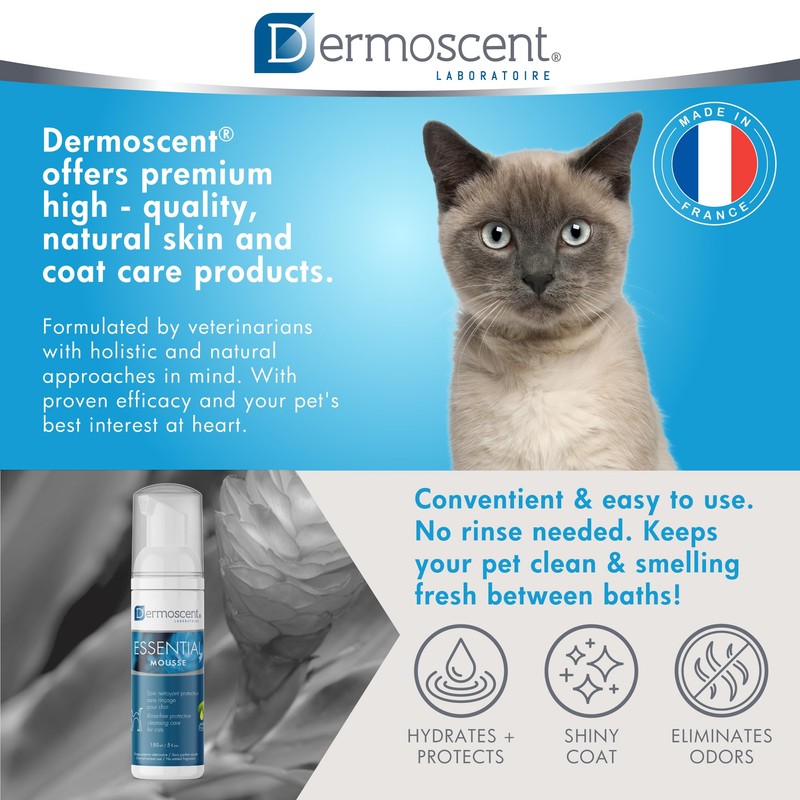 Dermoscent Essential Mousse - Dry Shampoo for Cats - Rinse