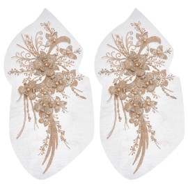FREEBLOSS Pack of 2 Lace Appliques Embellishments Floral Embroidery Lace Patches Flower Lace Applique Floral Embroidery Lace Fabric Patches for Clothing Lace Appliques Embellishments
