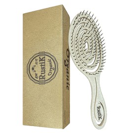 Soft Pin Flex Hair Brush by RustiK, Organic Detangling Wet Brush, Eco Friendly, Anti Static, Paddle Brush, Bio Plastic, Wheat Straw.