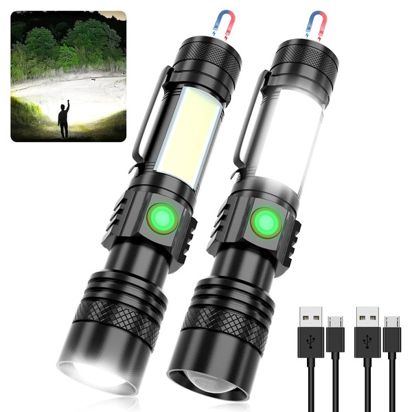 Vnina USB Rechargeable Flashlight, LED Magnetic Flashlights Super Bright Tactical