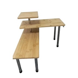 Spice Rack Bamboo Organizer for Cabinet and Drawer - Foldable, Sturdy Spice Organization for Countertop, 3-Tier Seasoning Organizer for Home Chefs, Kitchen (No Jars Included) (Nature)