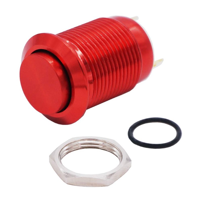 Twidec/12mm 1/2" Waterproof Red Metal Shell Momentary Raised Top Push