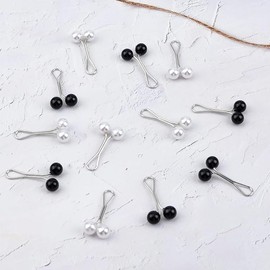 SNAG FREE SAFETY PINS Hijab Pins for Women, Muslim Hijab Scarf Clips Safety Pins, Headscarf Shawl Clips Safety Scarf Hijab Pins for Wedding Decorative DIY Accessories (Design 4 Black/White (12pc)