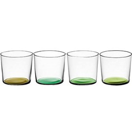 LSA International Coro Tumbler 310 ml Leaf Assorted | Set of 4 | Hand Painted Glassware | CZ18, Green