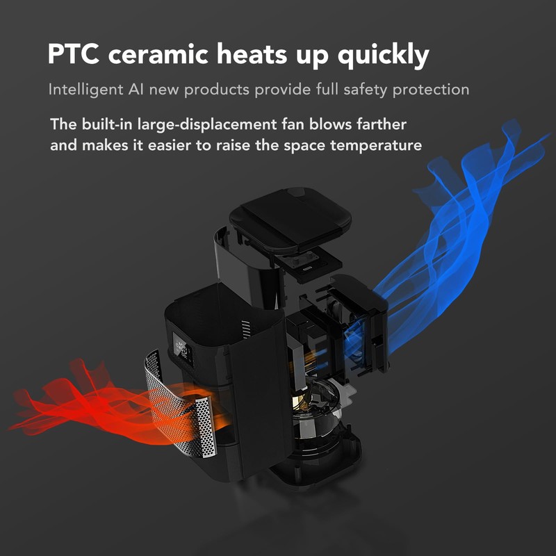 Space Heaters for Indoor Use-PCT Ceramic Safety Thermostat Air Heater,3-Second