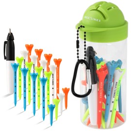 GreenCraft ゴルフ ティー収納ボトル & ラインマーカー ティー ペン付き オールインワン 収納 携帯 持ち運び便利 (3.グリーン)