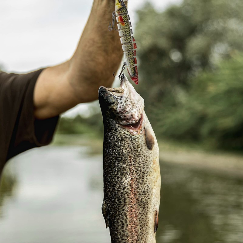 Matymats 6Pcs Pike Fishing Lures, 9 Segmented Multi Jointed, 3.9",