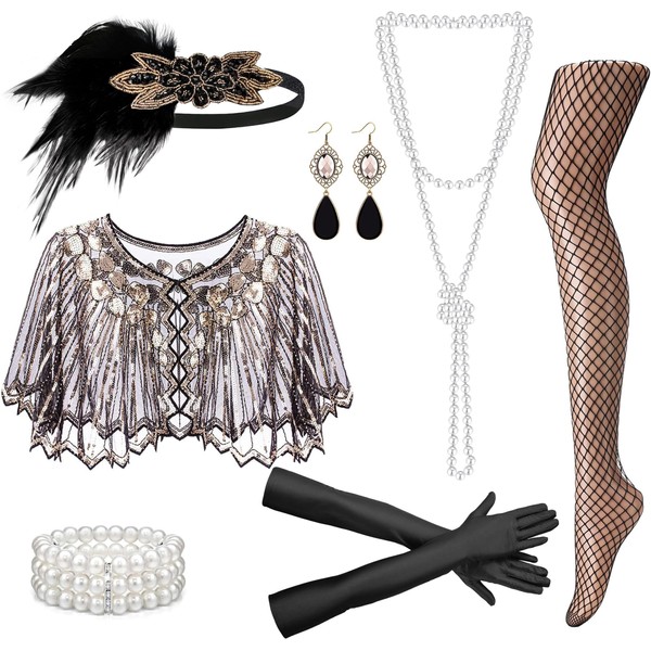 RIOSO 1920s Flapper Gatsby Accessories Set for Women Roaring 20s