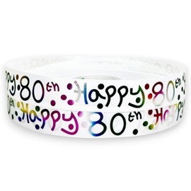 Luxury Double Faced Satin 2m x 25mm Happy 80th Birthday Ribbon for CAKE'S Birthday Cakes Gift WRAP Wrapping Ribbon Cards Birthday Decorations Craft