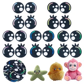 AHANDMAKER 80pcs Round Felt Eyes 39mm Craft Safety Eyes with Lashes 5 Colors Craft Noses Doll Craft Accessary for Craft Amigurumi Puppet Plush Stuffed Animals