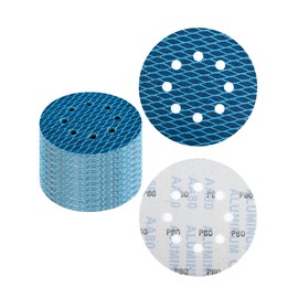 Diamond Shape 125 mm Sanding Discs 80 Grit, Pack of 32 5 Inch Eccentric Sandpaper 125 mm Velcro Sanding Pads for Sander, Polishing Machine, Random Orbital Sander (Blue)