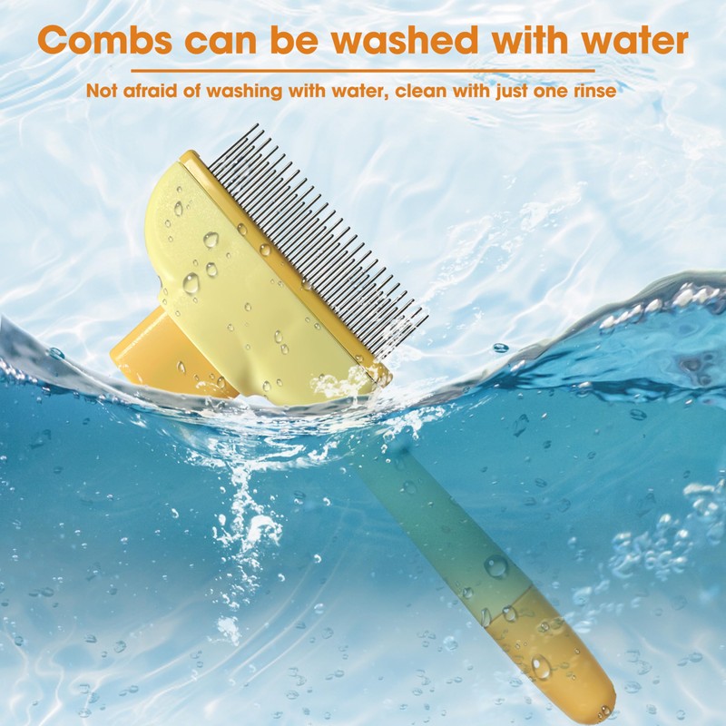Self-Cleaning Flea Comb | One-Click Release Pet Grooming Brush for