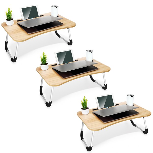 3-Pack Foldable Laptop Table, Breakfast Serving Bed Tray, Lap Desk
