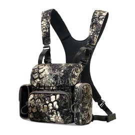 Binocular Harness Chest Pack: Waterproof Bino Case with Rangefinder Pocket for Hunting Birdwatching and Hiking - Color: Camo