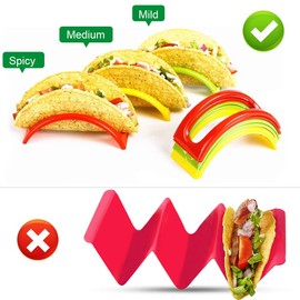 Taco Holder Stands Set of 18, BPA Free Taco Holder for Microwave and Dishwasher Taco Tray Taco Shell Holder Rack for Taco Tuesday Taco Bar Taco Party Supplies by ForTomorrow (Red,Yellow,Green)