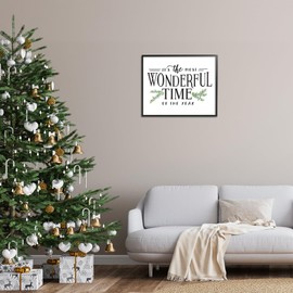 Stupell Industries Most Wonderful Time Christmas Holiday Word Design Framed, 24x30, Multicolor