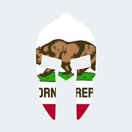 fagraphix California Flag Spartan Helmet Sticker Decal Self Adhesive Sparta Molon Labe CA 1.25" Wide