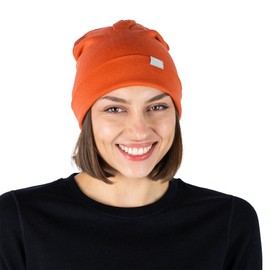 Merino Wool Beanie Men and Women – Cuff Merino Wool Hats for Men and Women - Unisex Adult Beanie Hat and Socks (Rusty Orange, Large-XLarge)