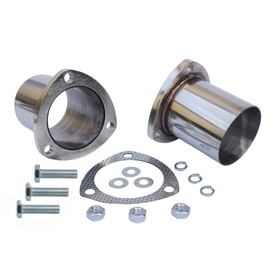 3 Bolt 3" OD Exhaust Flange Repair Pipe Kit, High-Quality Stainless Steel Exhaust Welding Flange Quick Fix Kit with 2 Pcs Flange Pipes, 1 Exhaust Gasket, 3 Screw Kit, Overall Length 7.5 Inch
