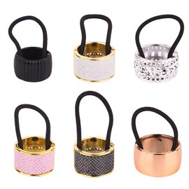 6 Pcs Plastic Cuff Wrap Ponytail Holder Hair Tie Flexible Expandable Hair Cuff Ponytail Holder Fashion Accessory Set for Women