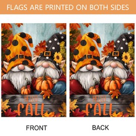 Morigins Harvest Fall Gnome Garden Flag Autumn Polka Dots Pumpkin Maple Leaves Sunflower Thanksgiving Farmhouse Outdoor Home Decoration 12.5×18 inch