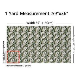 Feelyou Floral Fabric by The Yard, Flower Botanical Branches Upholstery Fabric for Chairs, Tropical Leaves Decorative Fabric for Upholstery and Home DIY Projects, 1 Yard, White Beige