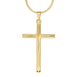 MyGold Men's Cross Pendant Gold 375/585/750 Real Yellow Gold (9/14/18 Carat) Cross Pendant Gold Cross (Without Chain) Mocroli, Yellow Gold, No Gemstone