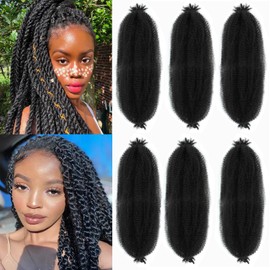 24Inch Afro Twist Hair 6Packs Springy Afro Twist Hair Crochet Braiding Hair (24 Inch (Pack of 6), 1B)