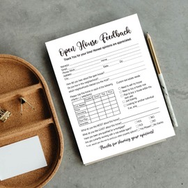 100 Pieces Open House Signs for Real Estate Supplies, Feedback Notepad Sign-in Form For Seller Clients, Realtors, Home Sellers, Agents Brokers, 6 x 8 Inch