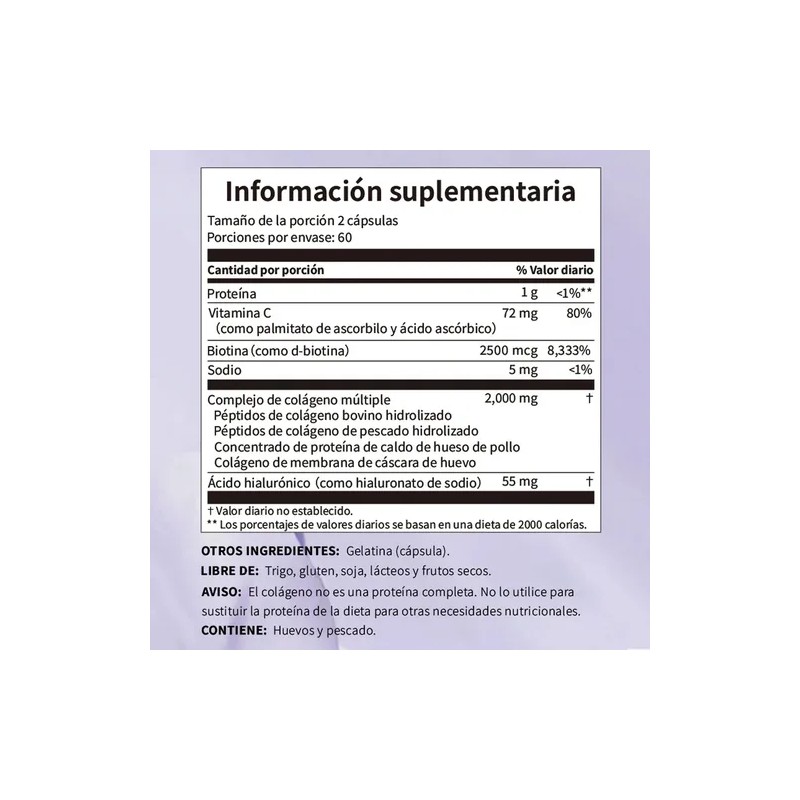 Colageno Hidrolizado Acido Hialuronico 120 Cápsulas Sabor