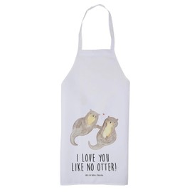 Mr. & Mrs. Panda Cooking Apron Otter Hands Holding Gift Couple Sea Otter Sea Otter Lake Otter Kitchen Apron Baking Apron Happy, neutral