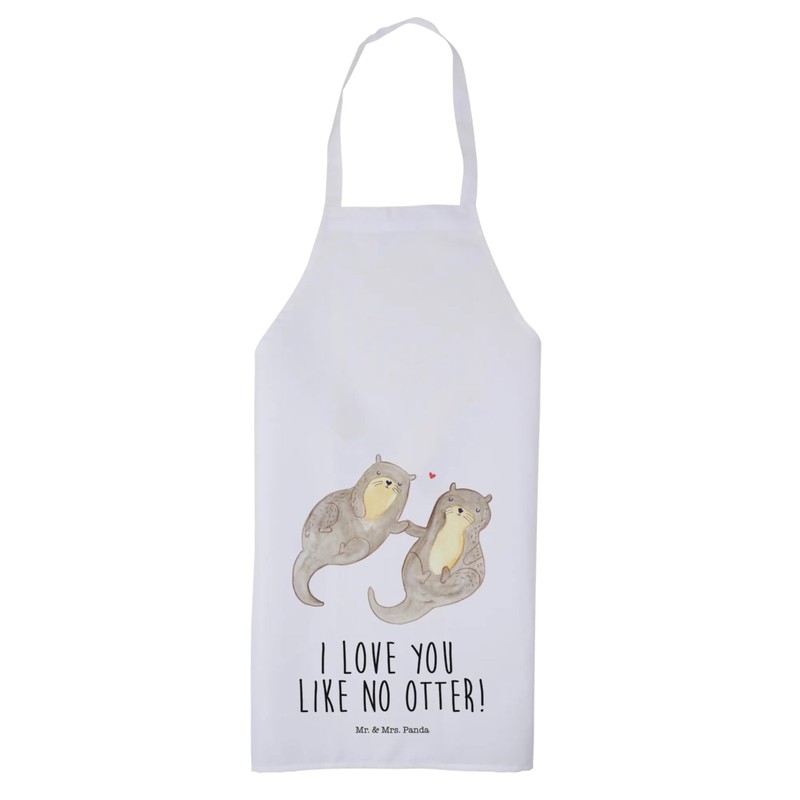 Mr. & Mrs. Panda Cooking Apron Otter Hands Holding Gift