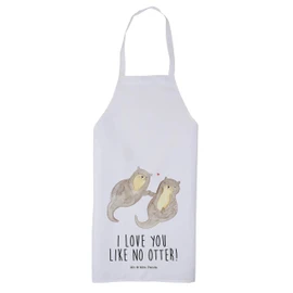 Mr. & Mrs. Panda Cooking Apron Otter Hands Holding Gift Couple Sea Otter Sea Otter Lake Otter Kitchen Apron Baking Apron Happy, neutral