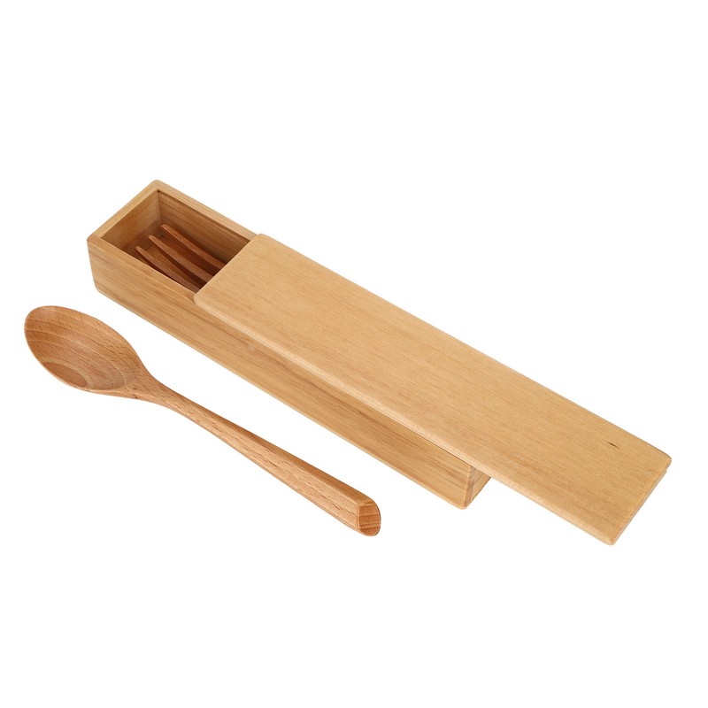 Portable Dinnerware Set Reusable Tableware Wooden Spoon Chopsticks Fork for