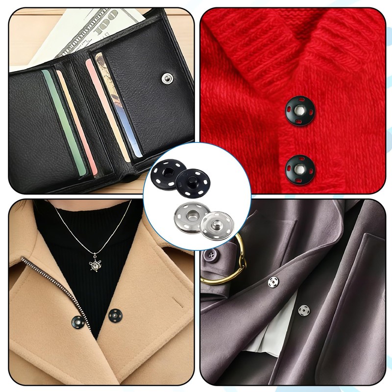 Sew-On Snaps for Clothing - 276 Sets Metal Sewing Snap