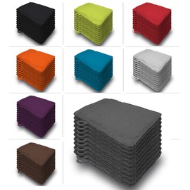 one-home 10er Set Waschhandschuhe Waschhandschuh Waschlappen 16x21 cm Frottee Baumwolle, Farbe:Anthrazit/Grau