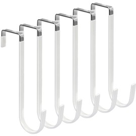 FYY Over The Door Hooks, 6 Pack Upgraded Long Door Hangers Hooks with Rubber Prevent Scratches Heavy Duty Organizer Hooks for Hanging Clothes, Towels, Hats, Coats, Bags White
