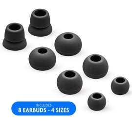 MMOBIEL Ear Tips Earbuds Replacement Compatible with Beats by Dre Powerbeats 2/3 Monsterbeats Wireless - Set of 4 Pairs - Silicone - Black