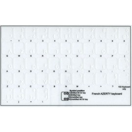 French AZERTY Keyboard Stickers with White Lettering ON Transparent Background