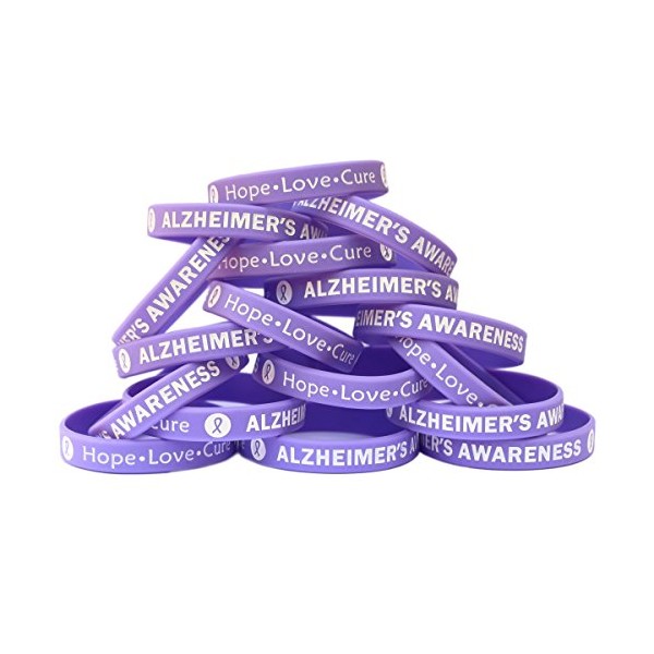 SayitBands 50 Alzheimer's Awareness Wristband Silicone Bracelets Purple