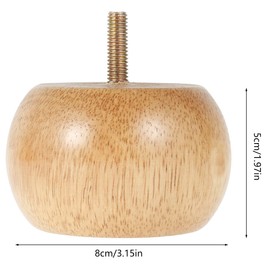 NIHUIFDPY 4pcs Wood Furniture Legs, 8x5cm Solid Round Bun Feet with Mounting Plates & Screws, DIY Furniture Bun Feet Replacement Set for Sofa Cabinet Chair Couch Ottoman